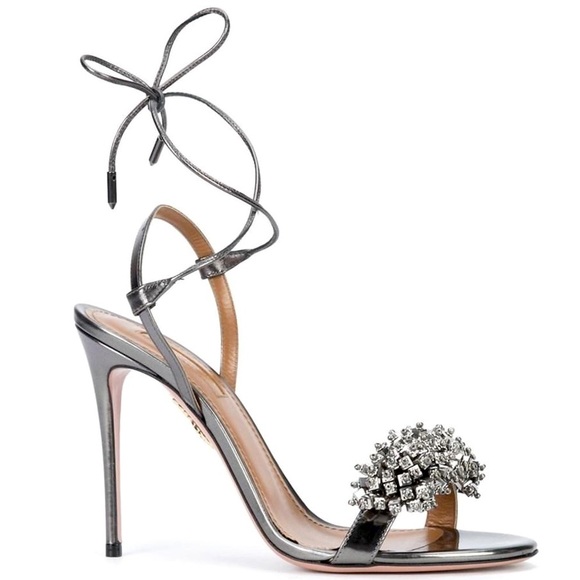 Aquazzura Shoes - Aquazzura Metallic Leather Monaco Sandals- 39.5